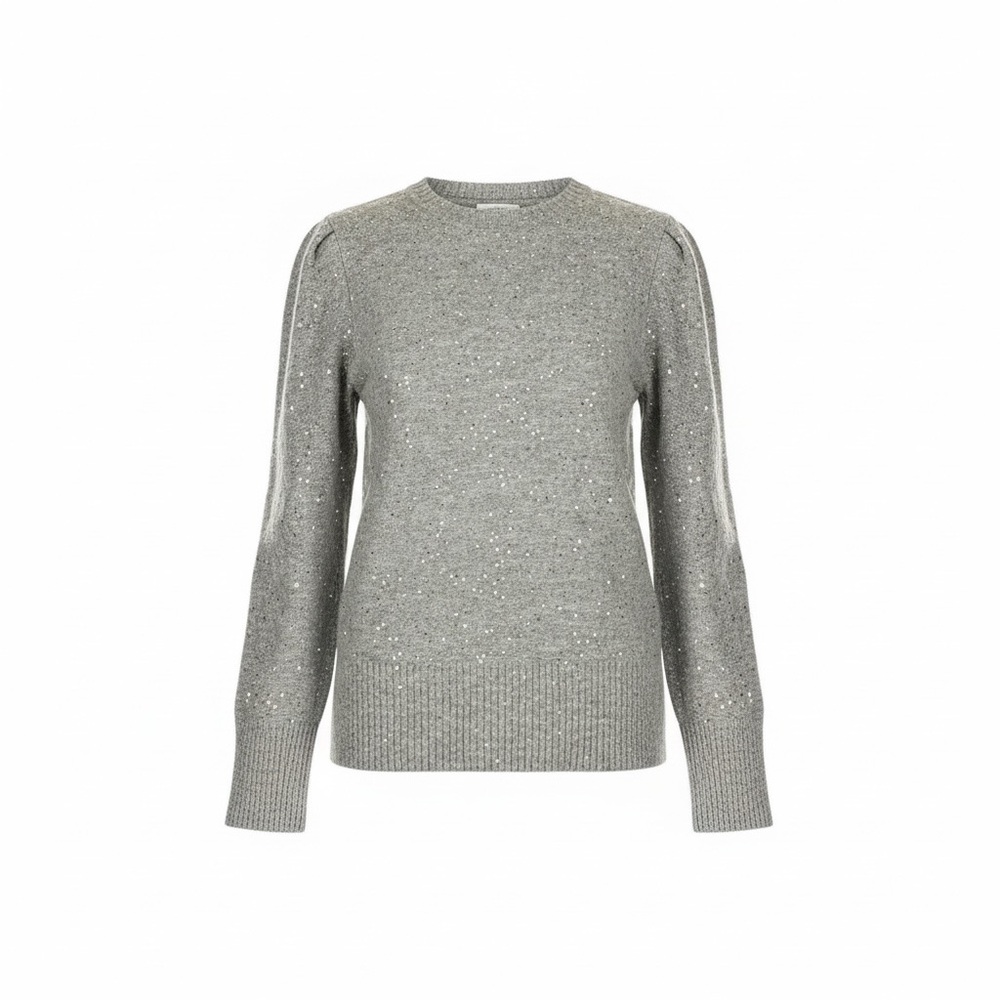 Sequin Gray Puff Sleeve Sweater